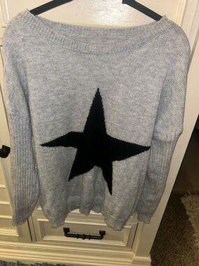 Macy's Gray Crewneck Sweater with Black Star